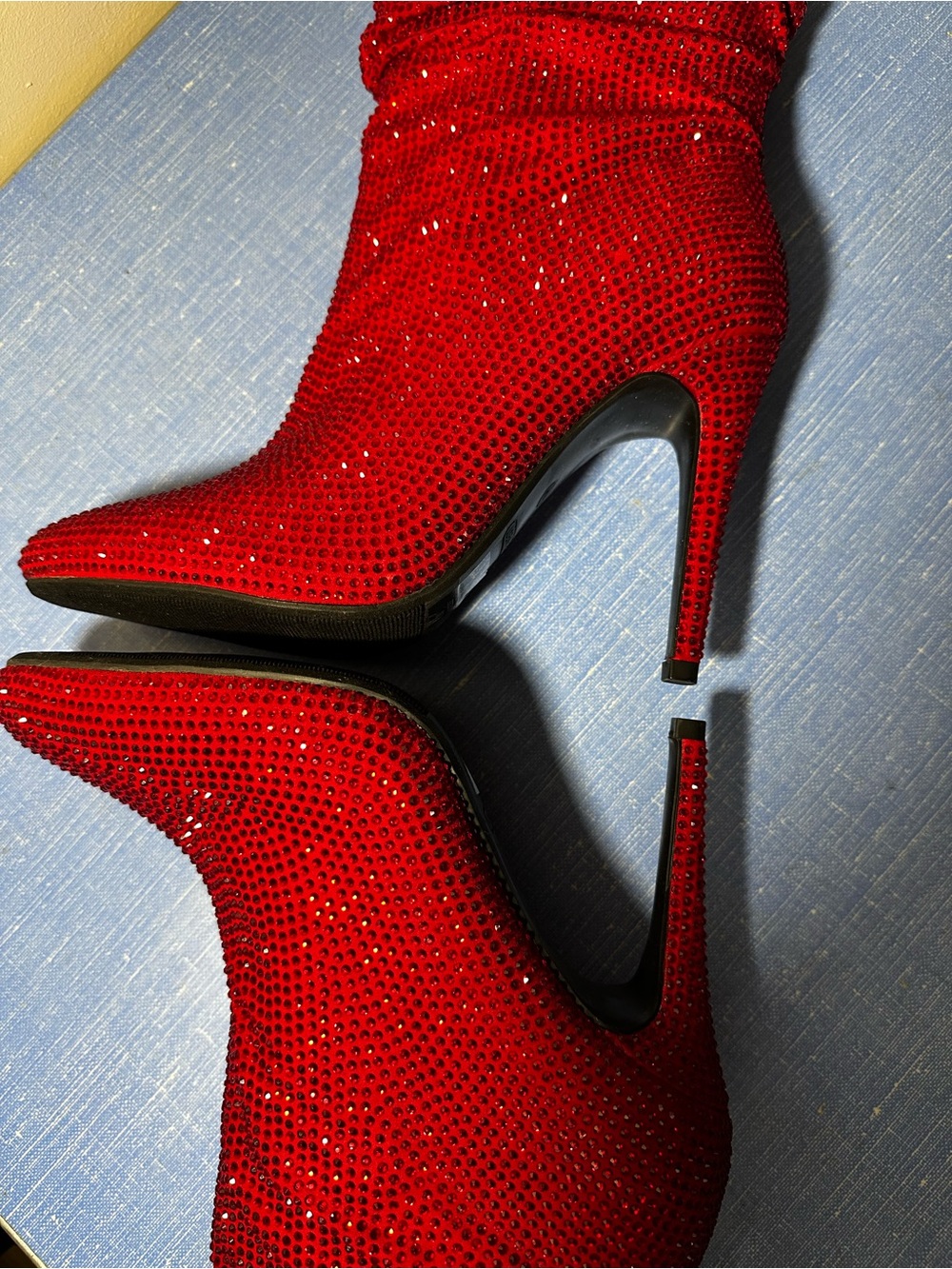 Nine West Red Crystal Slouch Stiletto Boots - Picture 12 of 12